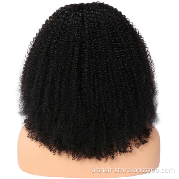 The headband wig is suitable for women's African curly real hair wig without glue and without front lace wig natural color